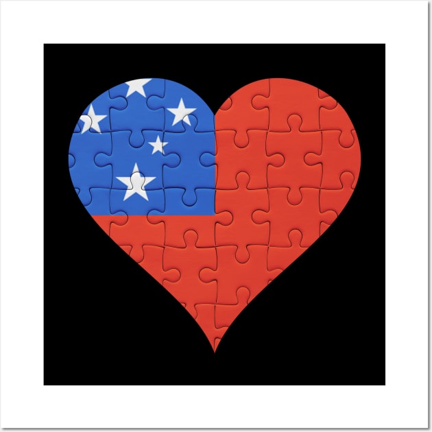 Samoan Jigsaw Puzzle Heart Design - Gift for Samoan With Samoa Roots Wall Art by Country Flags